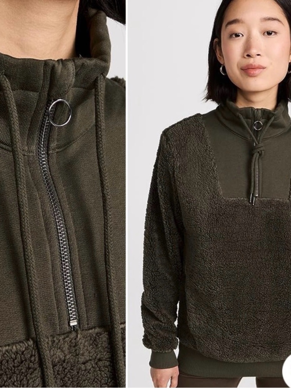 Sweaty Betty Quarter-Zip Sherpa Pullover Sweater